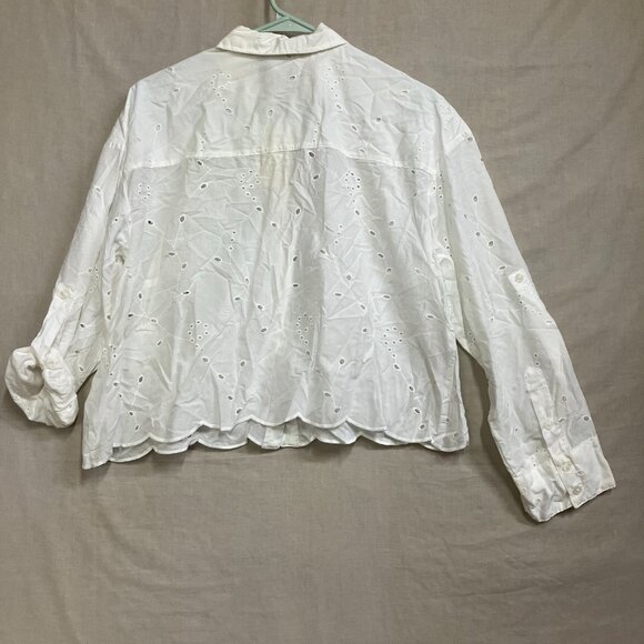 NWT A New Day Women’s Size Large White Eyelet Long Sleeve Button Down Shirt - Picture 12 of 14